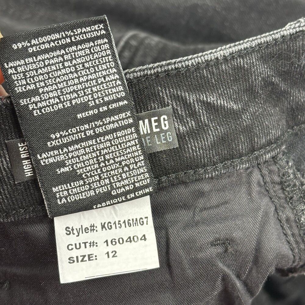 Kut from the Kloth Meg Fab Ab Jeans Womens 12 Black Rhinestone Wide Leg Raw Hem - Picture 12 of 16